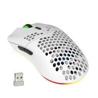 Myszka 2.4G USB do Komputera Bezprzewodowa Przewiewna HXSJ T66 z RGB Biała