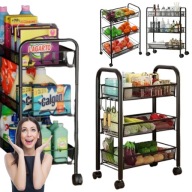 REGAŁ KUCHENNY MOBILNY STOLIK ŁAZIENKOWY NA KÓŁKACH METALOWY 63 X 44 X 27CM