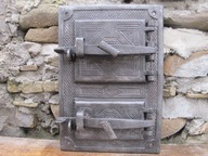 Stare PODWÓJNE żeliwne drzwiczki do pieca__grila_12,5 kg_ KZPT KOŃSKIE PRL