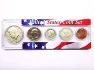 zestaw monet USA 1+5+10+25+50 centow w plastikowym holderze zestaw 3