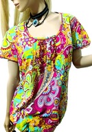 NEXT bawełniana kolorowa bluzka dekolt zapinany na guziki 22/5XL