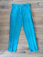 Jeans TOGETHER! 14/38 zielone morskie ciekawy krój zwężane wysoki stan