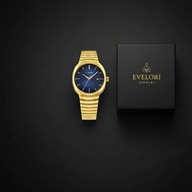 Elegancki Zegarek Męski TOMI Złoty STAL Granatowy Box