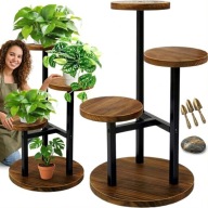 KWIETNIK STOJĄCY METALOWY STOJAK NA KWIATY CZARNY LOFT 3 PÓŁKI NA BALKON