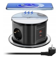 DB136 Gniazdo Wysuwane w Blat 230V USB-C USB Ładowanie Bezprzewodowe 15W
