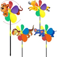 Wiatraki Wiatraczki dla dzieci 3D Obrotowe Plastikowe Zestaw 4szt Kolorowe