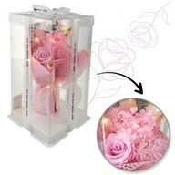 BUKIET ZAPACHOWYCH KWIATÓW MYDLANYCH W PUDEŁKU NA PREZENT, ŚWIECĄCE