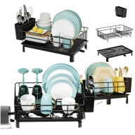 SUSZARKA OCIEKACZ NA SZTUĆCE TALERZE DO NACZYŃ METALOWY CZARNY XXL DUŻA