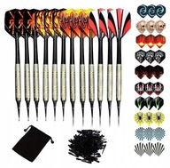 ZESTAW RZUTEK DO DARTA 12 SZT LOTKI PIÓRKA 100 GROTÓW PROFESJONALNE