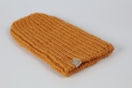 Wełniana czapka Eskimo - rękodzieło, M/L, mandarynka, wełna, ciepła