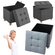 PUFA TAPICEROWANA ZE SCHOWKIEM SIEDZISKO DO SIEDZENIA PIKOWANA PODNÓŻEK