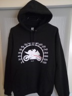BLUZA MOTOCYKLOWA z Kapturem NADRUK przód/tył Roz M CZARNA Kangur + CZAPKA