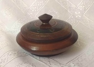 DREWNIANA SZKATUŁKA BRĄZOWA OKRĄGŁA 10,5 CM