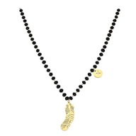 58413 Celebrytka złota stal chirurgiczna pióro koraliki