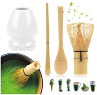 ZESTAW PĘDZEL DO HERBATY PODSTAWKA POD CHASEN DO MATCHY CERAMICZNA 4 w 1