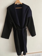 Jaeger Wełniany Płaszcz Dwustronny Czarny Granatowy