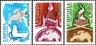 ZSRR 1989 Znaczki 5955-7 ** Europa mapa ptaki bocian most