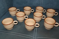 FILIŻANKI 9 szt BEŻOWE PRUSZKÓW PRL