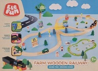 Drewniana Kolejka FARMA 75 el dla dzieci 3+ Elefun