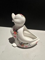 Kaczka z porcelany porcelanowa figurka np świecznik wzór róże | vintage