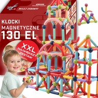 MAGNETYCZNE KLOCKI KONSTRUKCYJNE 3D DUŻE DLA DZIECI 130 EL EDUKACYJNE WAŁKI