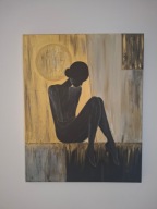 Ekskluzywny obraz kobieta złoto ręcznie malowany płótno nowoczesny glamour