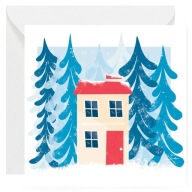 Kartka okolicznościowa na Boże Narodzenie - Domek w lesie - 14x14 cm