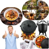GARNEK KOCIOŁEK ŻELIWNY EMALIOWANY MYŚLIWSKI 11L NA OGNISKO GRILL TRWAŁY