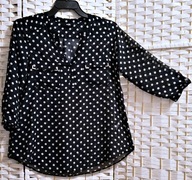 Wallis - KOSZULOWA CZARNA W BIAŁE GROSZKI Z 2 OKUTYMI KIESZONKAMI r: S