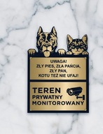 Tabliczka Grawerowana numer domu, ulica, obiekt monitorowany 2w1 Uwaga pies