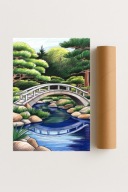 Plakat bez ramy 50x70cm Japoński Most Ogród Zen Natura Azja Relaks Design