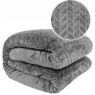 KOC TŁOCZONY GRUBY CIEPŁY PLED NARZUTA NA ŁÓŻKO KANAPE SZARY 150X200 CM