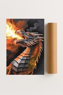 Plakat bez ramy 40x50 cm Ognisty smok – potęga, legenda i płomienie