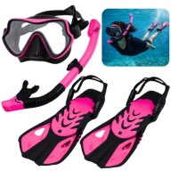 ZESTAW DO NURKOWANIA SNORKELING Płetwy Okulary Fajka S/M Różowy