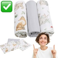 PIELUCHY MUŚLINOWE WIELORAZOWE PIELUSZKI ZESTAW 3szt. 60x75cm | BABYMAN