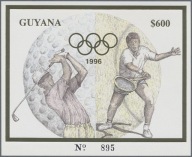 **96 GUYANA, GUJANA BL.319 = 30E - ZŁOTA RAMKA - TENIS, GOLF