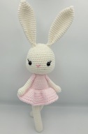 Uroczy królik Króliczek w różowej sukience prezent maskotka HandMAde
