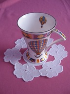 Zestaw 6 podkładek pod kubeczki -ręczny haft richelieu