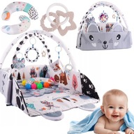 Duża Mata Edukacyjna Miękka Interaktywna 4w1 z Poduszką i Piłkami