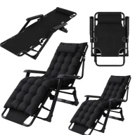 LEŻAK OGRODOWY PLAŻOWY TURYSTYCZNY SKŁADANY CZARNY METALOWY MOCNY DO 120KG