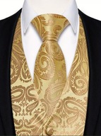 M L Krawat i Elegancka Męska Kamizelka złota