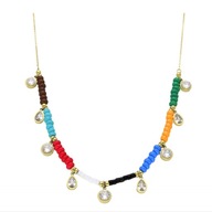 61775 Celebrytka złota stal chirurgiczna cyrkonie koraliki