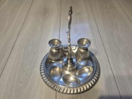 Stara patera na jaja faszerowane z kieliszkami Polska Plewkiewicz ok 1900