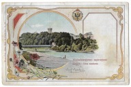 667 Cieszyn Teschen Wczesna litografia Góra Zamkowa Herb Most kwiaty