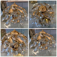 Luksusowy mały plafon kryształowy mosiężny 1990r
