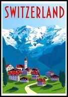 A2 KOLOROWY PLAKAT SZWAJCARIA SWITZERLAND, SZWAJCARSKIE ALPY