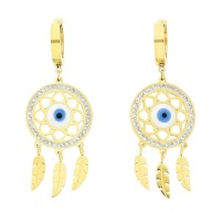 52894 KOLCZYKI złota stal chirurgiczna 316L łapacze snów z cyrkoniami