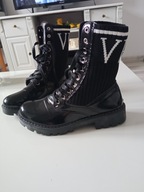 Lakierowane botki damskie sznurowane trzewiki r 40 wkł 24,5cm