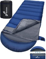 Duży śpiwór XXL odpinany kaptur dla 2 osób aksamit Sportneer 230x90cm