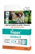HAPPS Herbal krople na pchły i kleszcze dla psów średnich 10-20 kg, 4x2,5ml